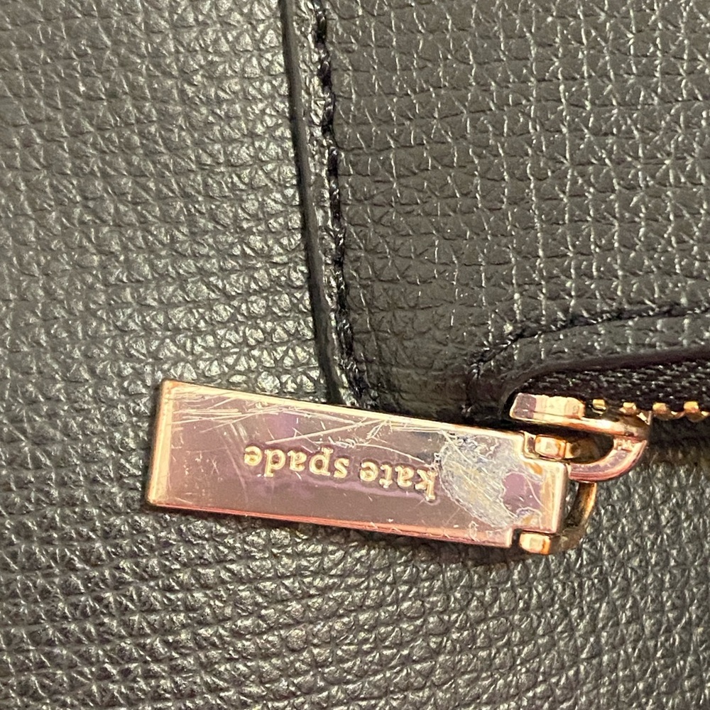 kate spade Black Leather Pebbled Tote with Gold Logo - Picture 13 of 16